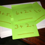 Stack of index cards with math problems