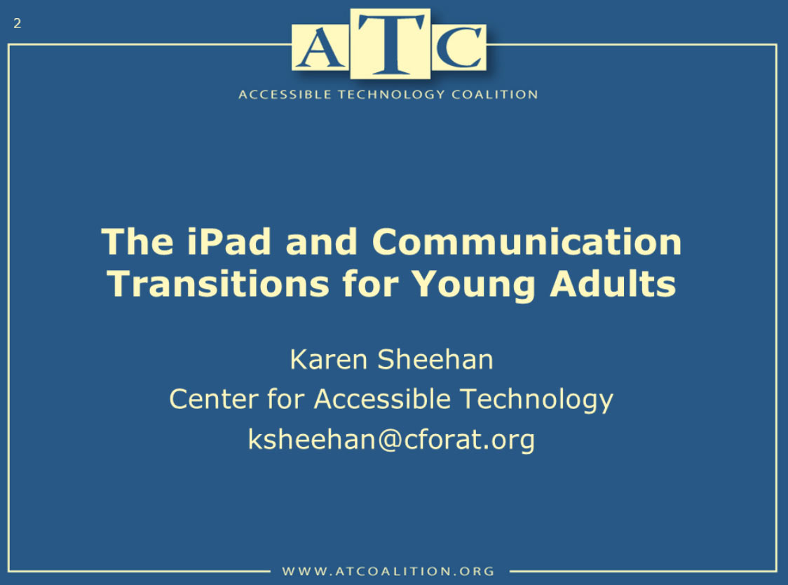 The iPad and Communication Transitions for Young Adults
