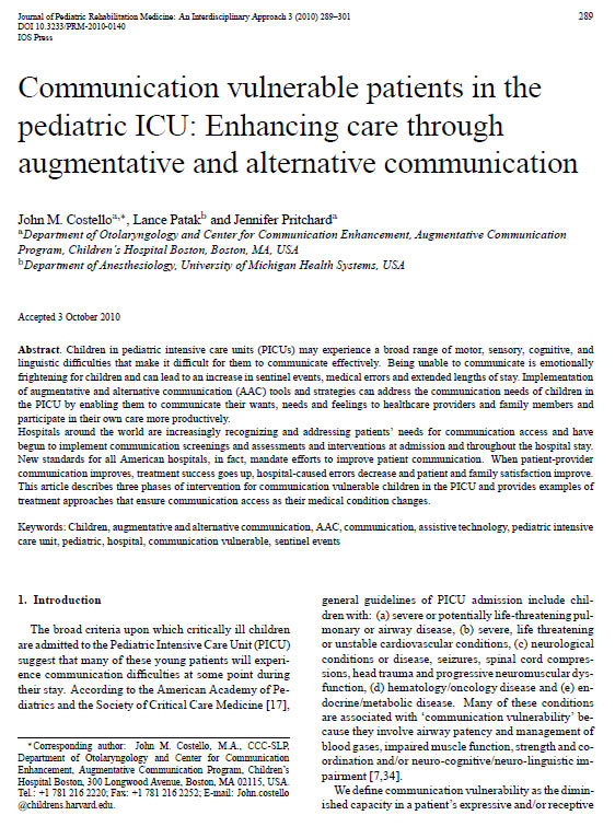 Supporting Children in the Pediatric ICU