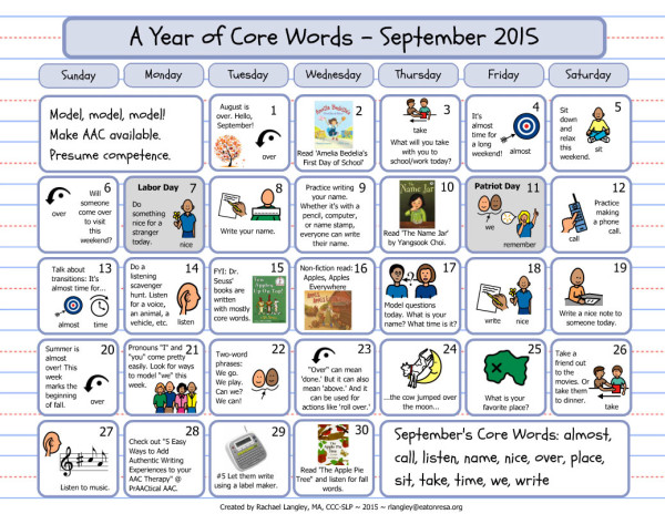 PrAACtically September: Core Vocabulary Resources