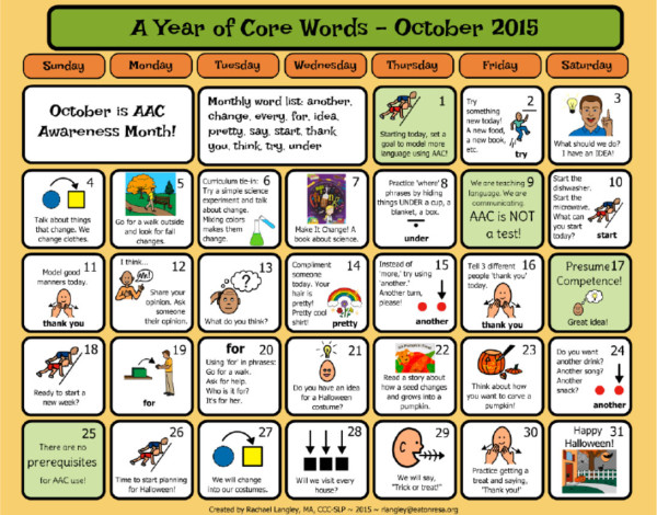 PrAACtically October: A Core Word Calendar
