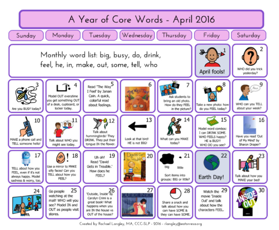 PrAACtically April: Resources for a Year of Core Vocabulary Words
