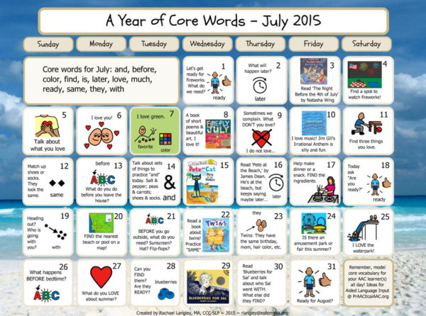 PrAACtically July: AAC Resources for A Year of Core Words