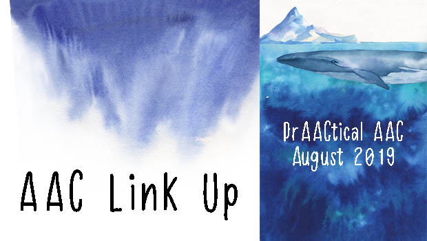 Abstract graphic with title: AAC Link Up - August 13