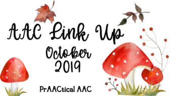 Decorative image with text: AAC Link Up - October 15