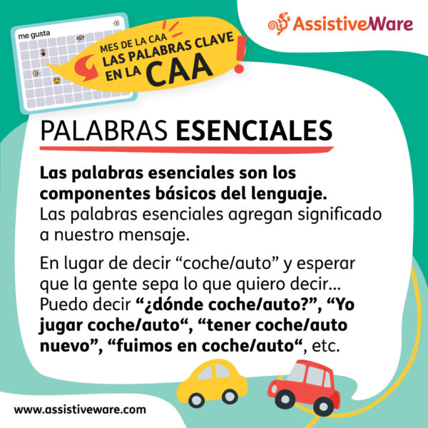 Infographic on core vocabulary in Spanish from Assistiveaware