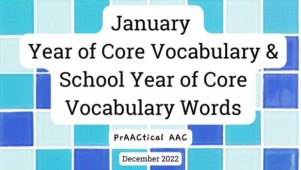 January Year of Core Vocabulary & School Year of Core Vocabulary Words